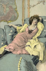 Woman Reclining on a Couch by European School