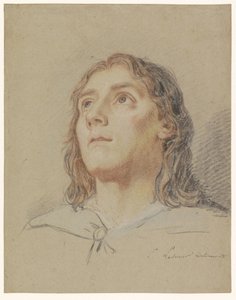 Head of a Youth Looking Up with Long Hair by Eustache Lesueur