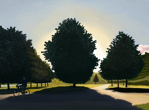 Cyclist, Dawn, Hyde Park by Evan Sklar