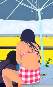 Magenta Gingham At Rockaway Beach