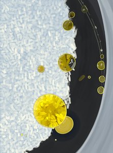 Rice Cooking In Pot With Drops of Olive Oil