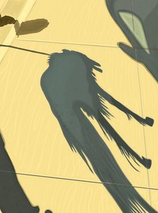 Spilled Coffee and Dog Shadow on Sidewalk, Brooklyn by Evan Sklar