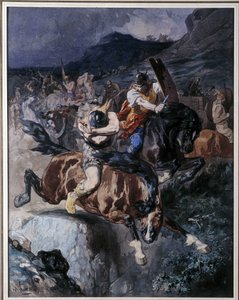 Fight of Francs horsemen by Evariste Vital Luminais