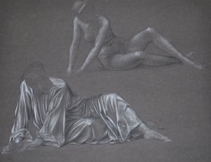 Double Study for Earthbound - Reclining Female Figure, 1897 by Evelyn De Morgan