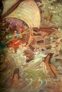 Yoshitune and Benkei Attacked by a Ghostly Company of the Taira Clan