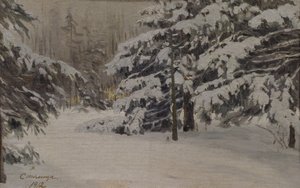 Winter on the islands of Saint Petersburg, 1912 by Evgeni Ivanovich Stolitsa