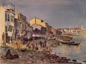 Russian Soldiers at the Embankment in San Stefano by Evgeni Kirillovich Makarov