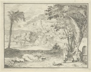 Italianate Landscape with Two Women by F.W. Musculus