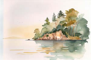 Minimalist Watercolor Landscape
