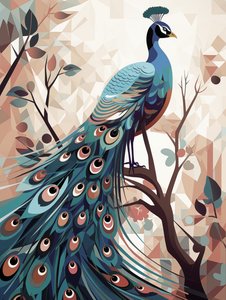 Abstract Peacock Bird Illustration