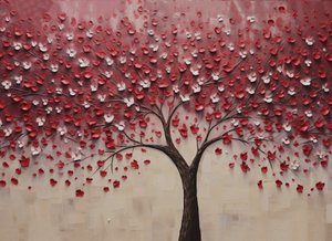Abstract painting, Flowering Tree by F. Abderrahim