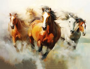 Abstract painting of beautiful horses, impressionist
