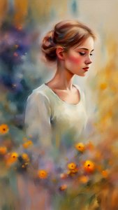 Beautiful Young Woman and Flowers