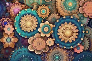 Colorful Mandala Flower, A Garden of Vibrant Beauty by F. Abderrahim