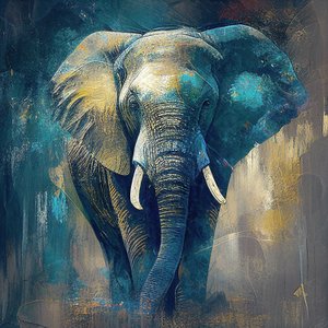 Elephant Face Portrait by F. Abderrahim