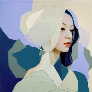 Minimalist Abstract Painting of a Beautiful Woman with Blond Hair