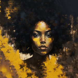 Portrait Brush Painting of a Black Woman, Hall & Living Room Decoration