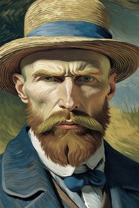 Retro Vintage Portrait of a Man in Van Gogh Style by F. Abderrahim