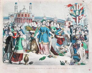 France receiving the people of the world at the Universal Exposition of 1878 by F. C. Wentzel