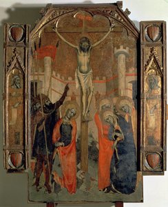 The Crucifixion, upper section of the central panel of the great altarpiece of Almudaina, completed in 1358 by F. Bassa and R. Destorrents