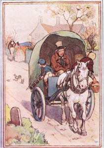 As they were moving away his mother ran out of the gate, illustration from David Copperfield, 1914 by F. M. B. Blaikie