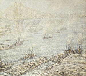 East River, New York, Winter, c.1915 by F. Usher de Voll