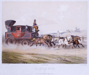 The Mail Coach, engraved by Charles Bargue (1826-83) by F. after Fort