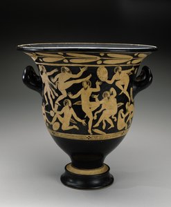 White-figure Bell Krater with Dancing Satyrs, 400-351 BC