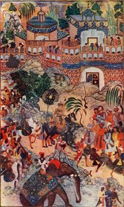 The Great Emperor Akbar Enters His City in State by Farrukh Beg