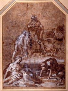 Religious allegory, the gathering of the Manna and the Institution of the Eucharist