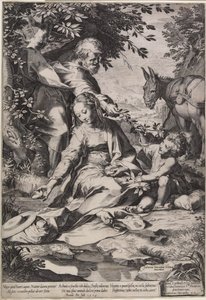 The Rest on the Return from Egypt, engraved by Cornelis Cort, 1575