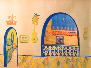 Drawing by Federico Garcia Lorca for the puppet theater decor by Federico Garcia Lorca