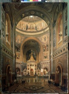 Interior View of the Cathedral of Christ the Saviour in Moscow by Fedor Andreevich Klages