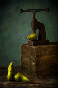 Pears and Vintage Press by Felice Angelino