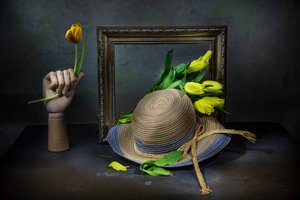 Rustic Still Life Tulips