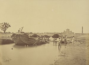 Bridge of Boats Below the Martiniere College on the Gomti River
