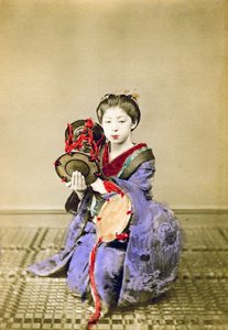 Geisha playing the tsuzumi, Japan by Felice Beato