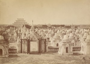 The 450 Pagoda from the Central Pagoda - Mandalay by Felice Beato