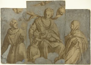 Virgin and Child with the Infant John the Baptist, and Saints Francis of Assisi and Clare by Felice Brusasorci