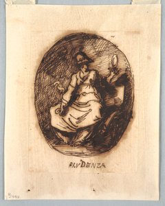 Decorative Project with Prudence in Oval by Felice Giani
