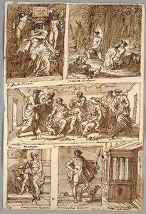 Design after Paintings by Raphael and Paintings in Bologna by Albani, Francia, Parmigianino; Monument Verso: Anatomical Study