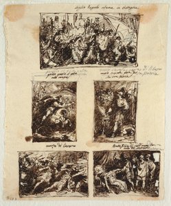 Design for Various Decorations including Coriolanus at the Walls of Rome