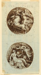 A Winged Victory Riding a Chariot; A Winged Victory Crowning Minerva; two roundels, ca. 1805
