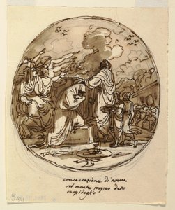 Ceiling Design for the Consecration of Numa, Sala di Numa Pompilius, Palazzo Milzetti, Faenza, 1802–05