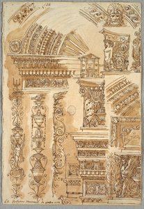 Facade of Santa Cecilia in Bologna; Architectural Studies by Felice Giani