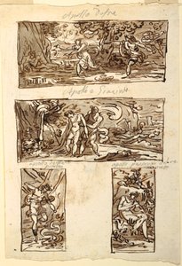 Four Drawings of the Myth of Apollo; Decoration of a Wall over a Mantel, Sala di Apollo, Palazzo Cavina, Faenza
