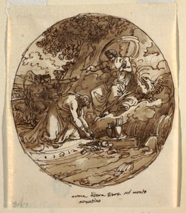 Numa Pompilius Worshipping Jove on the Aventine, Ceiling Design for the Sala di Numa Pompilius, Palazzo Milzetti, Faenza