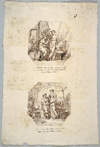 Project for Two Octagonal Paintings: Daedalus using Breasts of Hebe as Model for Bowl for Jupiter. Hebe Receives this Bowl from Him.