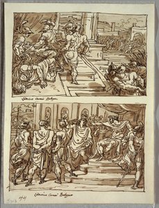 Remus Kills King Amulius; Remus Led in Chains before King Amulius; Two Studies After Carracci