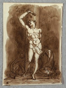 Saint Sebastian, Detail of Polyptych with the Virgin Enthroned, Study after Dosso Dossi by Felice Giani